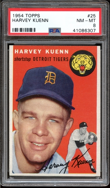 1954 Topps #25 Harvey Kuenn PSA 8 NM/MT