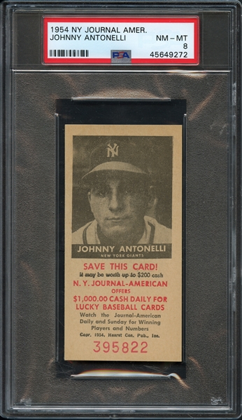 1954 NY Journal American Johnny Antonelli PSA 8 NM-MT