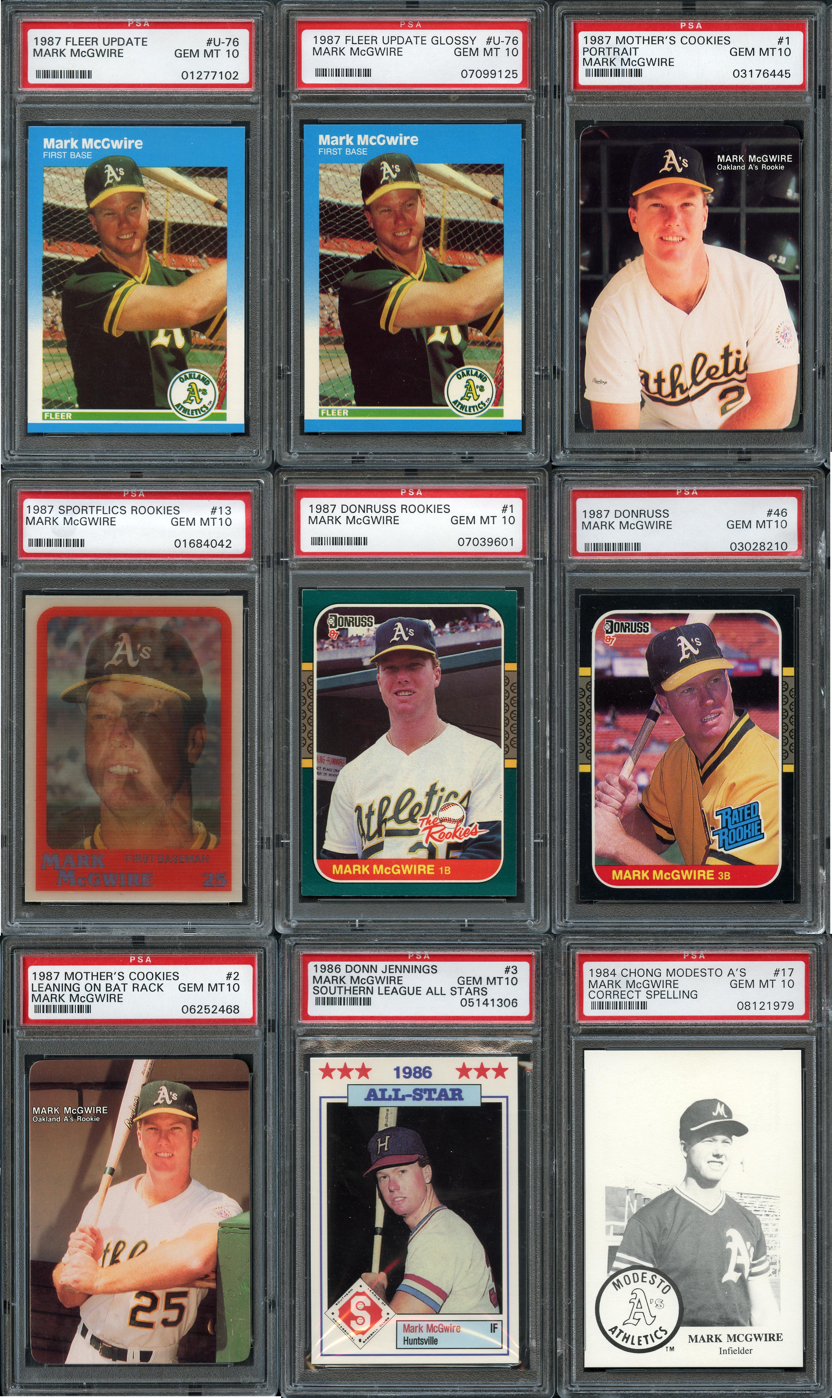 Lot Detail - 1987 Mark McGwire Rookie Card Lot of (14) Cards All PSA 10
