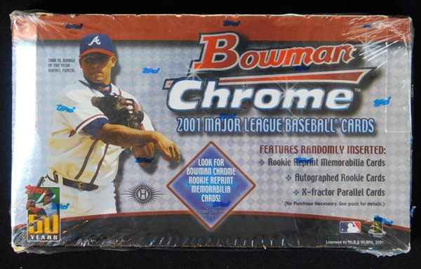 2001 Bowman Chrome Baseball Full Unopened Wax Box-Possible Ichiro RC and Pujols Rookie Auto