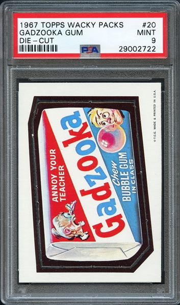 1967 Topps Wacky Packs #20 Gadzooka Gum Die-Cut PSA 9 MINT