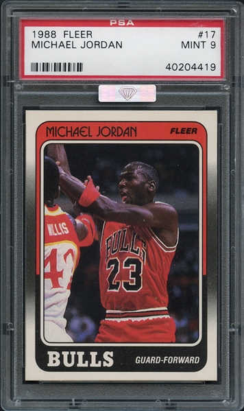1988 Fleer #17 Michael Jordan PSA 9 MINT MBA-Silver
