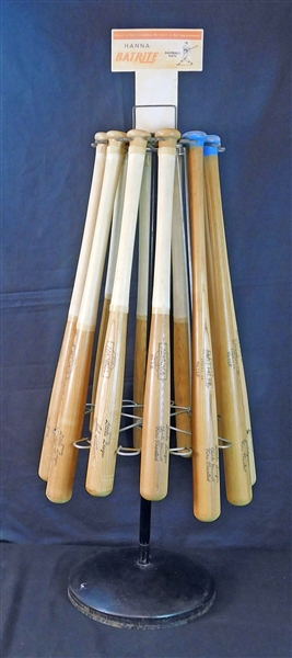 1960s Hanna Batrite Complete Little League Bat Rack with (12) Bats