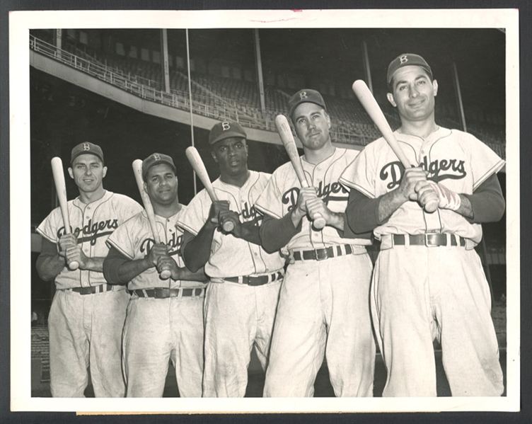 1953 Brooklyn Dodgers Type I Original Photograph Featuring Campanella, Robinson, Snider PSA/DNA