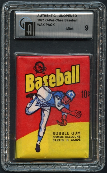 1975 O-Pee-Chee Baseball Wax Pack GAI 9 MINT
