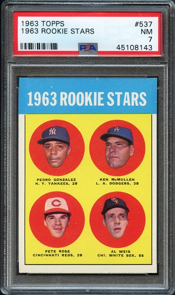 1963 Topps #537 Rookie Stars (Pete Rose) PSA 7 NM