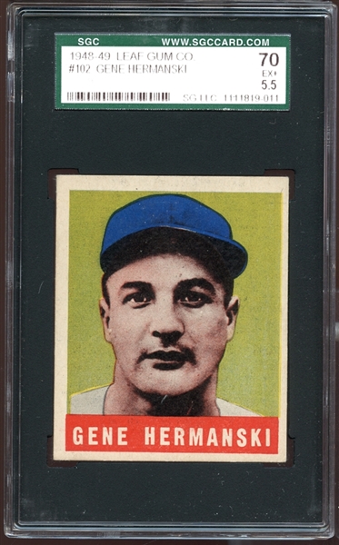 1948 Leaf #102 Gene Hermanski "Correct Spelling" SGC 70 EX+ 5.5