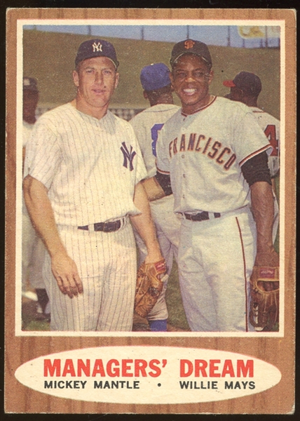 1962 Topps #18 Mickey Mantle Willie Mays Managers Dream
