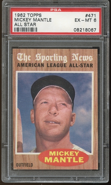 1962 Topps #471 Mickey Mantle All Star PSA 6 EX-MT
