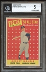 1958 Topps #487 Mickey Mantle All Star BVG 5 EX