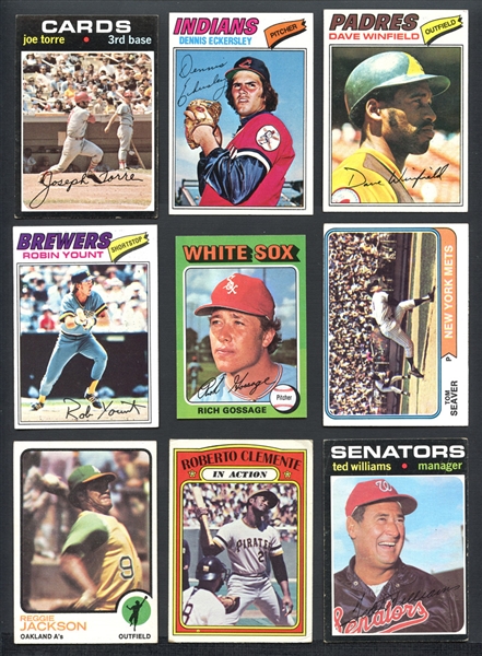 1971-78 Baseball Shoebox Collection of Over (350) with Hall of Famers