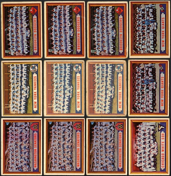 1957 Topps Team Card Lot of (37) - Includes Yankees (3) Dodgers (3)