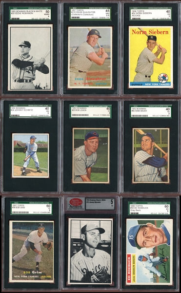 1950s Topps and Bowman Baseball Group of (9) All SGC/SCD Graded