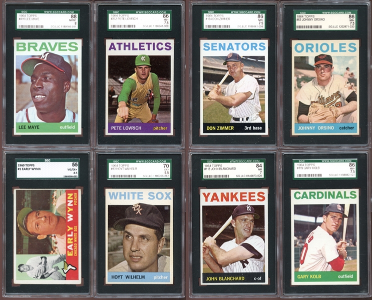 1960s Topps and Fleer Baseball Group of (17) All SGC/PSA Graded with HOFers