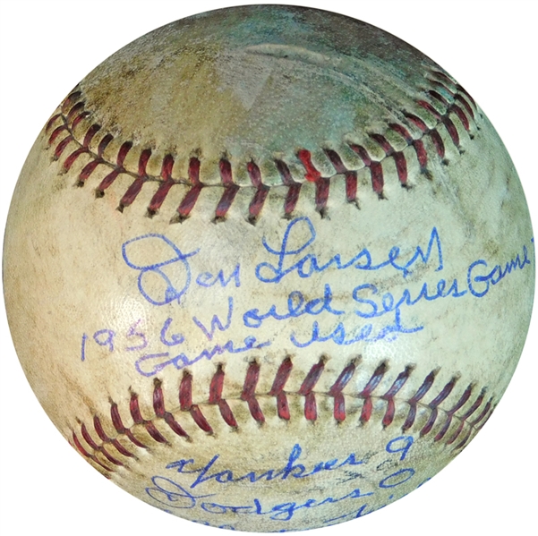 1956 World Series Game 7 Game-Used ONL (Giles) Ball-Jackie Robinsons Last Game-With Don Larsen Provenance 