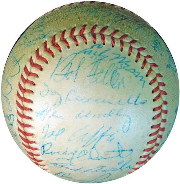 1956 Cleveland Indians Team-Signed OAL (Harridge) Ball with (32) Signatures JSA