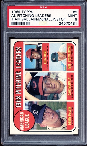 1969 Topps #9 AL Pitching Leaders PSA 9 MINT