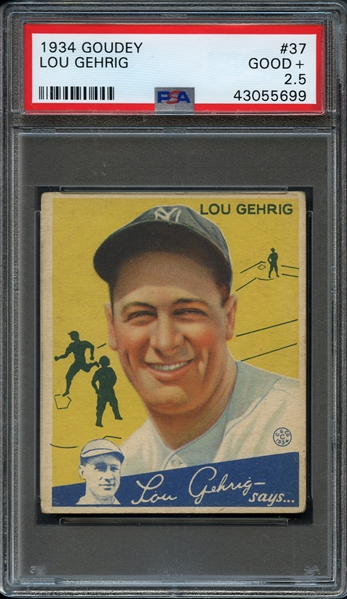 1934 Goudey #37 Lou Gehrig PSA 2.5 GOOD+