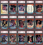 1986-87 Fleer Basketball Set of 132 Plus Complete Sticker Set Every Card Graded PSA 8 NM/MT