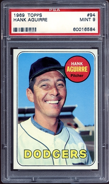 1969 Topps #94 Hank Aguirre PSA 9 MINT