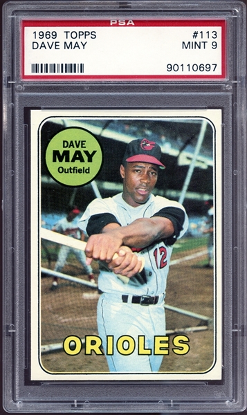 1969 Topps #113 Dave May PSA 9 MINT