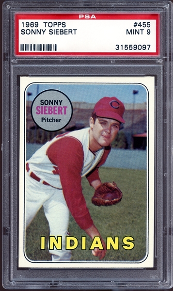 1969 Topps #455 Sonny Seibert PSA 9 MINT