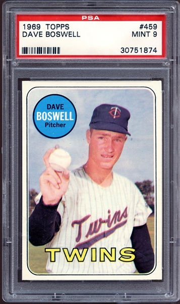 1969 Topps #459 Dave Boswell PSA 9 MINT