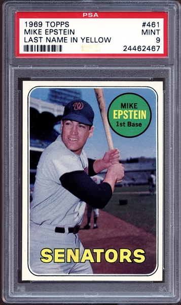 1969 Topps #461 Mike Epstein Yellow Letters PSA 9 MINT