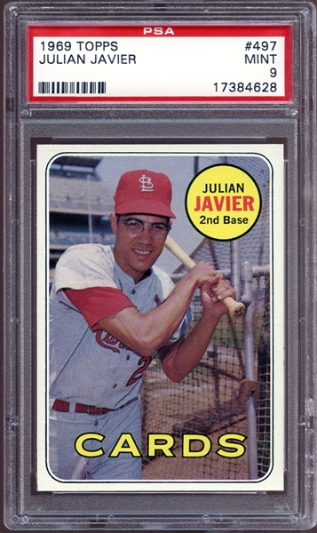 1969 Topps #497 Julian Javier PSA 9 MINT