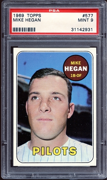 1969 Topps #577 Mike Hegan PSA 9 MINT