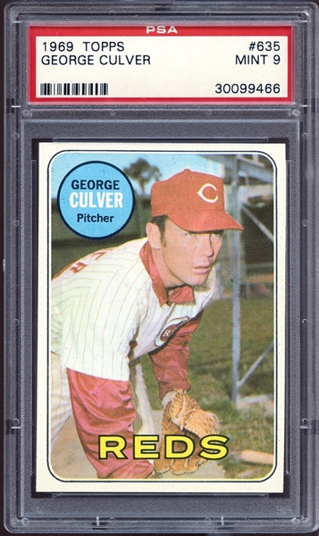 1969 Topps #635 George Culver PSA 9 MINT