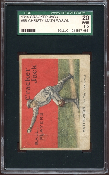 1914 Cracker Jack #88 Christy Mathewson SGC 20 FAIR 1.5