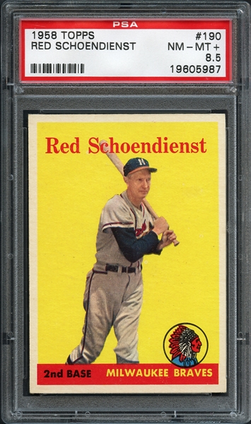 1958 Topps #190 Red Schoendienst PSA 8.5 NM-MT+