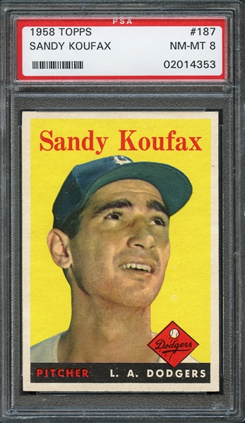 1958 Topps #187 Sandy Koufax PSA 8 NM-MT