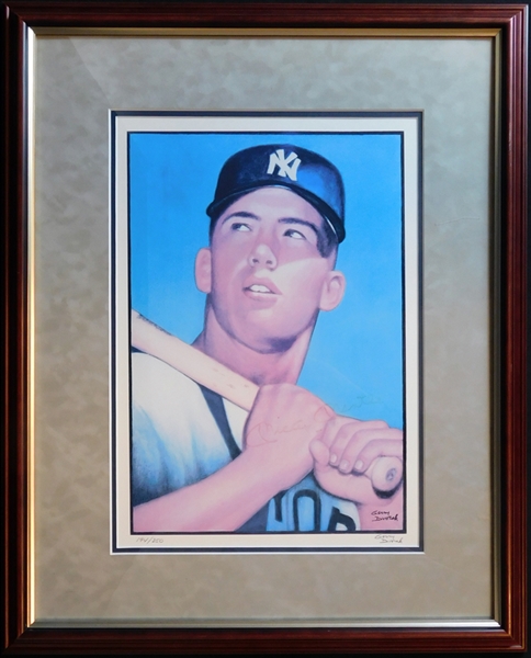 Mickey Mantle Singed and Numbered Lithograph by Artist Gerry Dvorak PSA/DNA
