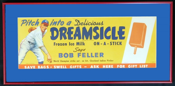1947 Bob Feller Dreamsicle Advertising Sign