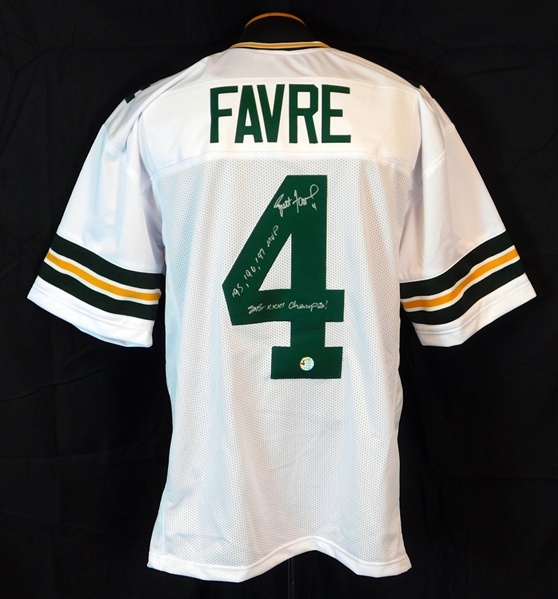 Brett Favre Signed and Inscribed Green Bay Packers Replica Jersey Favre Authenticated