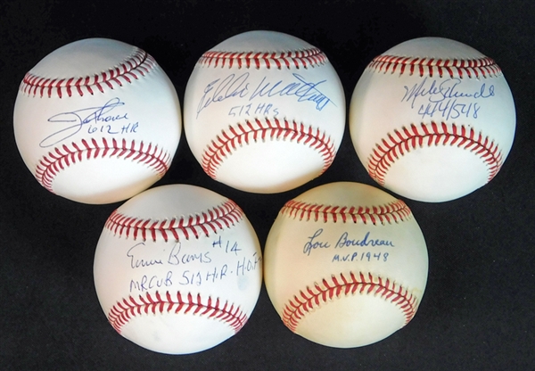 Hall of Fame Single-Signed Baseball Group of (5) OML/ONL/AOL-JSA/PSA/DNA/BAS