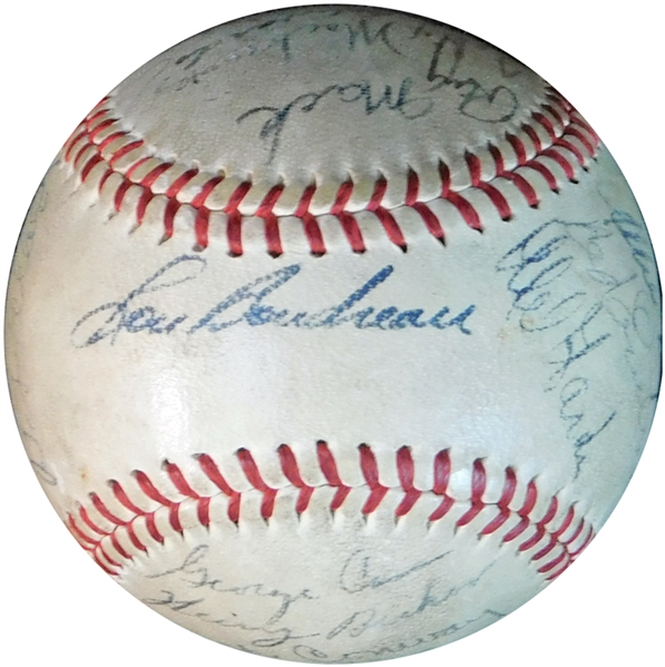 1946 Cleveland Indians Team-Signed OAL (Harridge) Ball with (22) Signatures JSA
