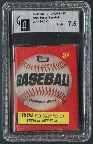 1966 Topps Baseball Unopened Wax Pack GAI 7.5 NM