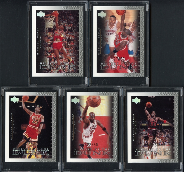 2000 Upper Deck Century Legends Michael Jordan History of the Dunk Commemorative Collection 5 Card Complete Set /50