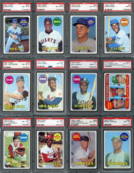 1969 Topps Exceptionally High Grade Complete Set Completely PSA Graded #23 on PSA Set Registry 8.15 GPA
