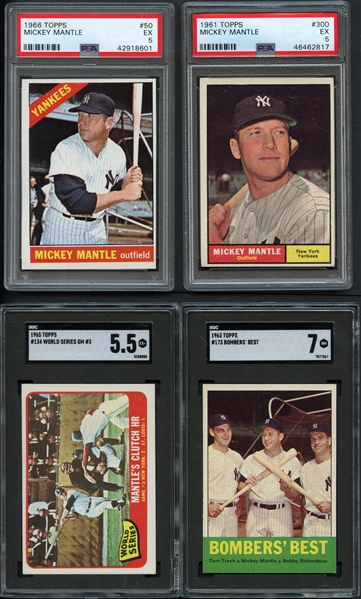 Mickey Mantle Lot of (4) Graded Cards