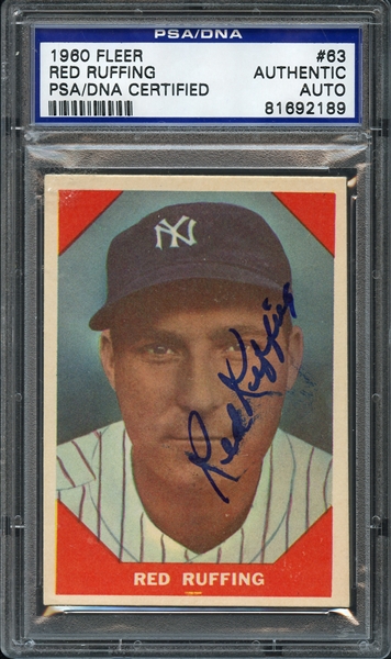 1960 Fleer #63 Red Ruffing PSA/DNA Certified Authentic AUTO