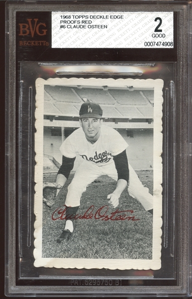 1968 Topps Deckle Edge Proofs Red #6 Claude Osteen BVG 2 GOOD