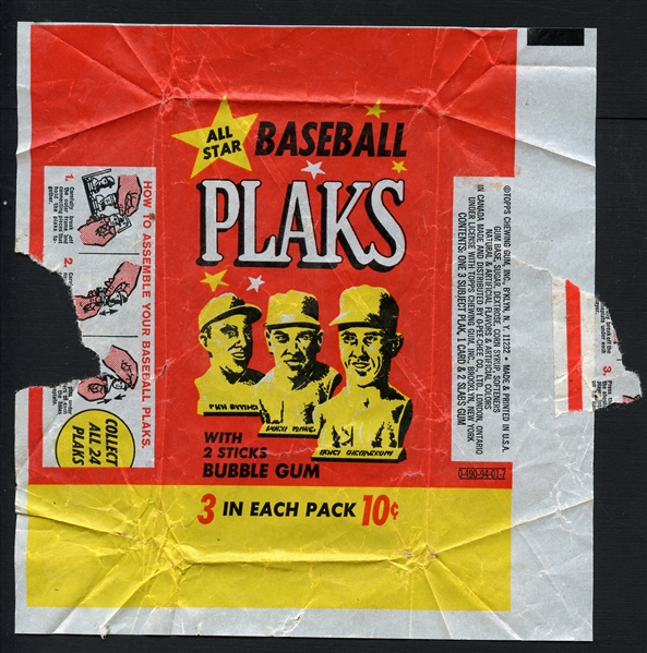 Rare 1968 Topps Plaks Wrapper - Test Issue