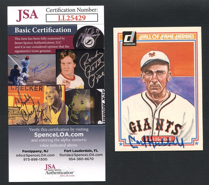 1983 Donruss Hall of Fame Heroes #33 Carl Hubbell Autographed JSA