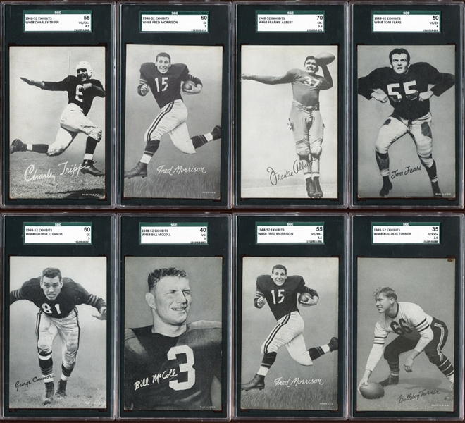 1948-52 Exhibits Football Group of (8) All SGC Graded