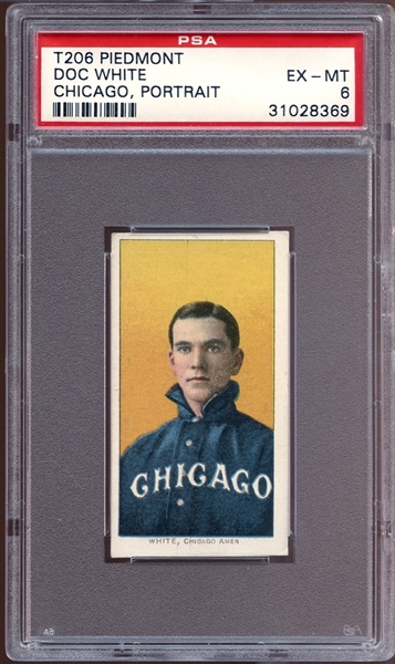 1909-11 T206 Piedmont 350/25 Doc White Chicago Portrait PSA 6 EX/MT