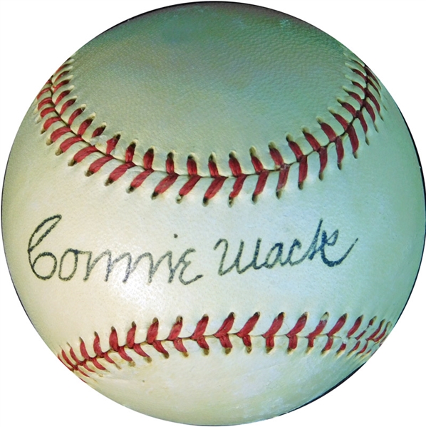 Connie Mack Single-Signed Baseball PSA/DNA 8 NM/MT